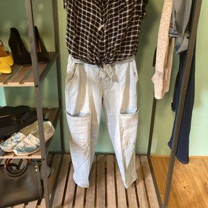 Paperbag Waist Knee Pocket Jeans